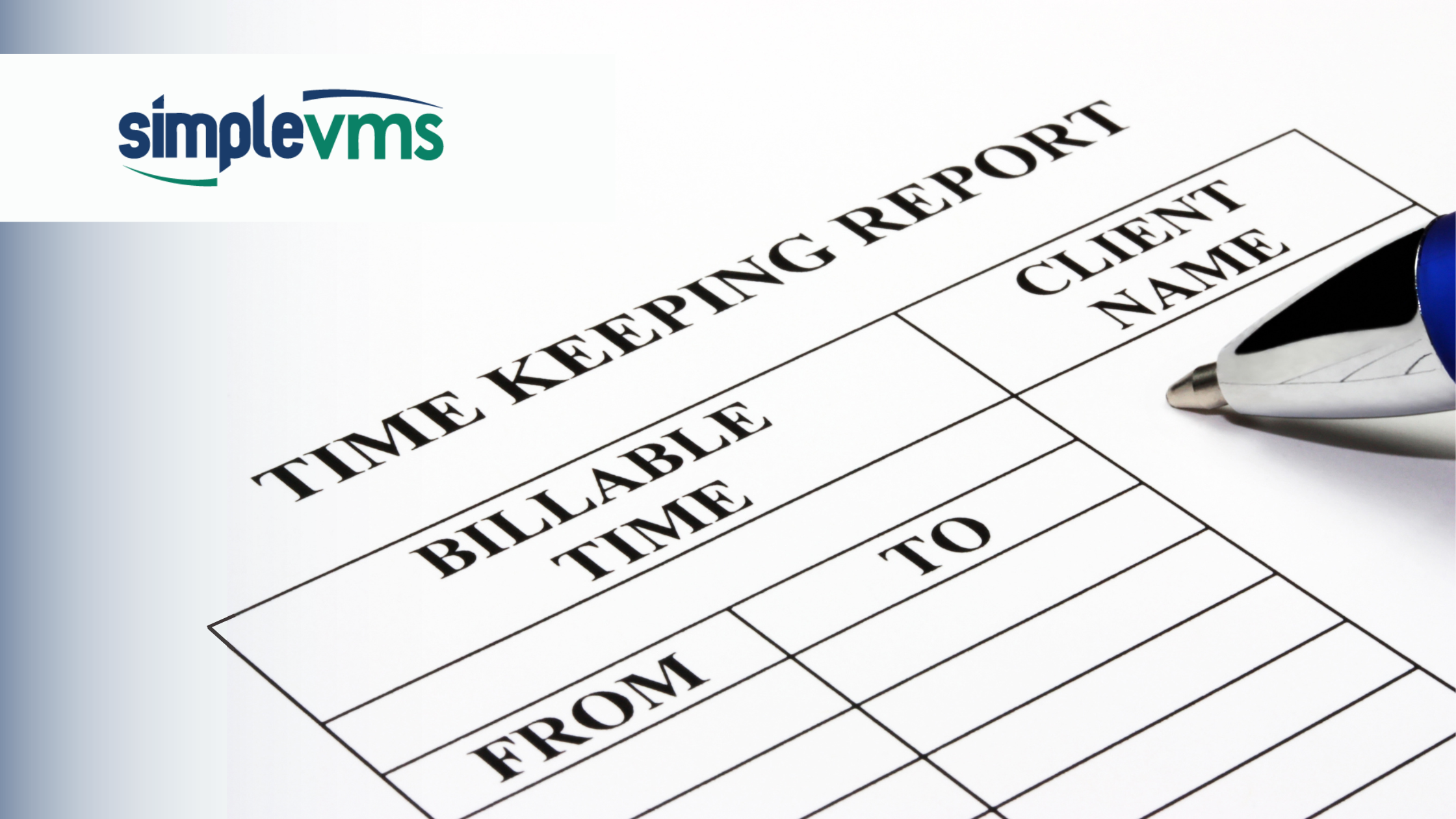 Paper timesheet with SimpleVMS logo
